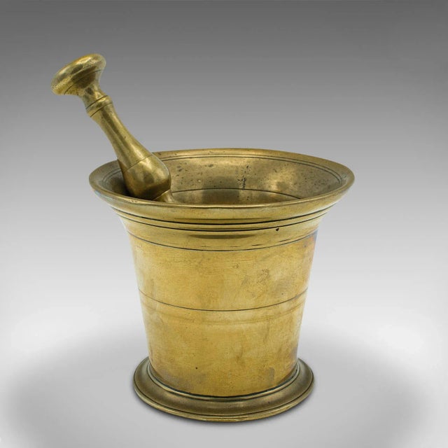 Victorian 1850s Victorian Antique Apothecary Mortar and Pestle, English, Brass, Chemist For Sale - Image 3 of 11