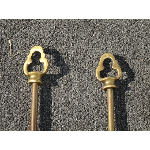 Vintage Brass Fireplace Tools With Eagle Motif and Marble Base ~ French Country For Sale - Image 14 of 16