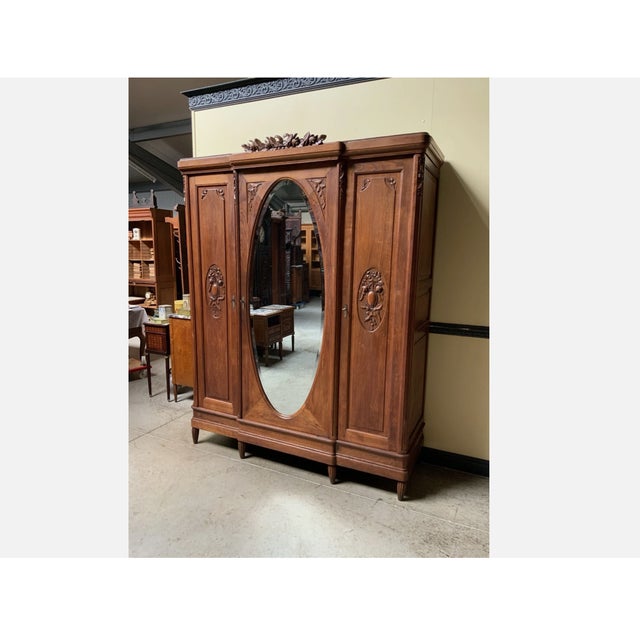1910s Antique Wardrobe with Linen Compartments, 1910 For Sale - Image 5 of 10