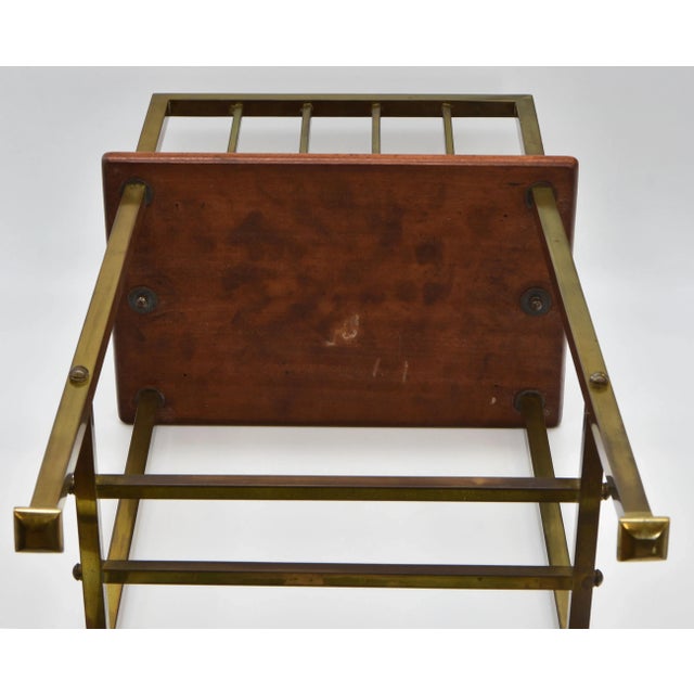 Edwardian Brass & Mahogany Canterbury Newspaper Magazine Rack For Sale - Image 9 of 11