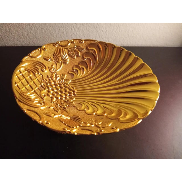 1970s 1970s Gold Plated Brass Pedestal Bowl For Sale - Image 5 of 7