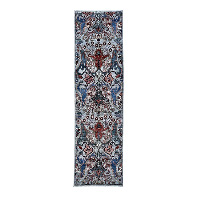 Persian Bidjar Design Hand Knotted Palmette Runner Rug, 02'10 X 10'03 For Sale