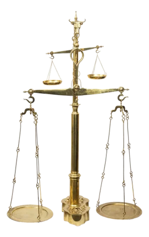 Monumental 19th C. French Brass Butcher's Balance Scale with Bull Head Finial
