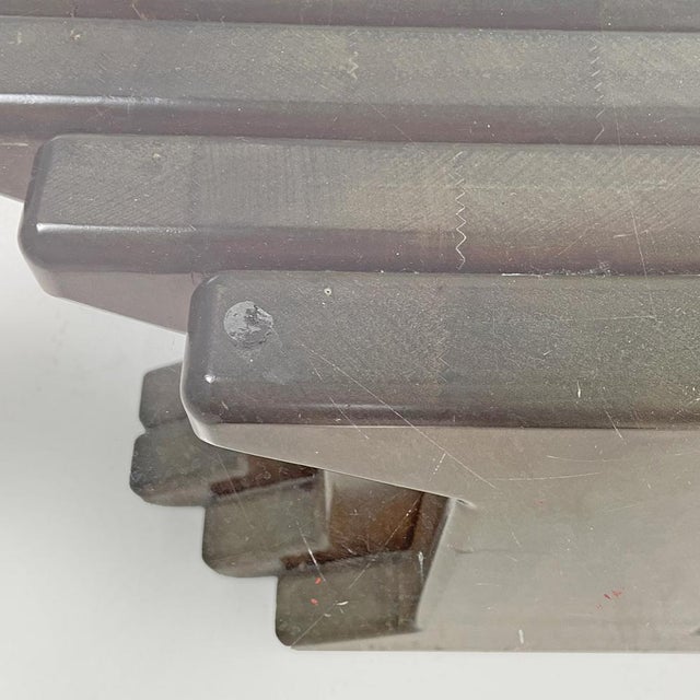 Italian Modern Wooden Coffee Table with Geometrical Base and Glass Top, 1970s For Sale - Image 11 of 18