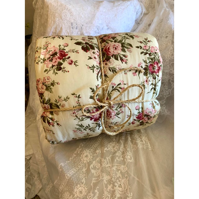 Vintage Retired Lauren Ralph Lauren Sheffields Cottage Roses Twin Comforter Cover Pink Red Green Over Ivory Background For Sale In Miami - Image 6 of 12