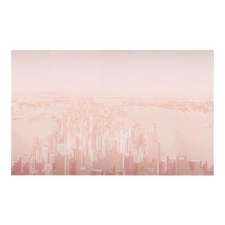 Schumacher x The New Yorker Pascal Campion's New York Skyline Wallpaper In Blush For Sale