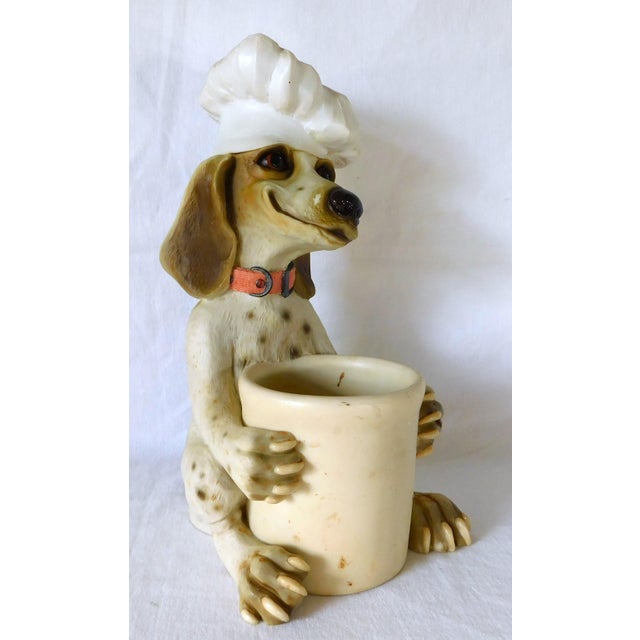 Vintage Limited Edition Whimsical Chef Beagle Dog Kitchen Utensil Holder For Sale In West Palm - Image 6 of 13
