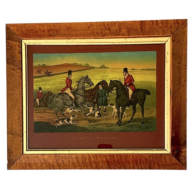 Antique English Chromolithographs in Maple Frames - Hunting Incidents Series - A Pair For Sale - Image 4 of 9