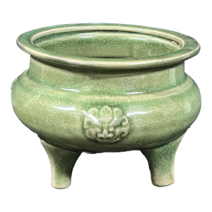 Late 20th Century Chinese Art Porcelain Celadon Tripod Incense Burner