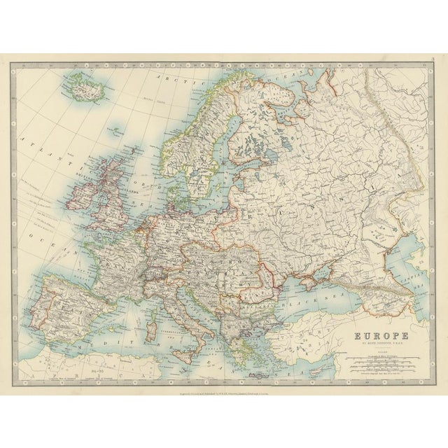 Black Antique Map of Europe, 1903 For Sale - Image 8 of 13