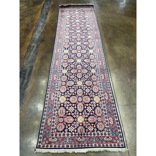 Navy Blue 1990 Kashmiri Design Indian Rug - 2'9" X 9'10" For Sale - Image 8 of 8
