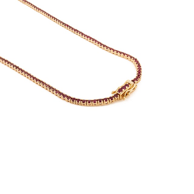 VRJewels 14k Yellow Gold 8.54 Ct Round Cut Natural Ruby Tennis Necklace 18 Inches For Sale - Image 11 of 18