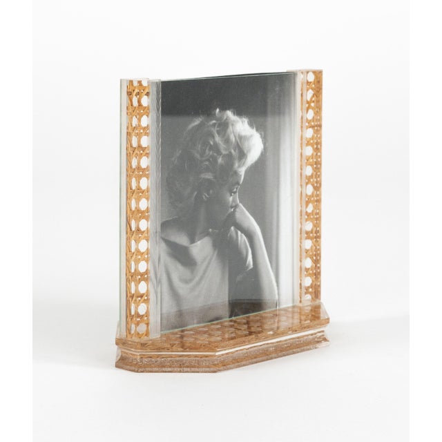 Mid-Century Modern Mid-Century Modern Acrylic & Rattan Picture Frame from Christian Dior, 1970s For Sale - Image 3 of 12