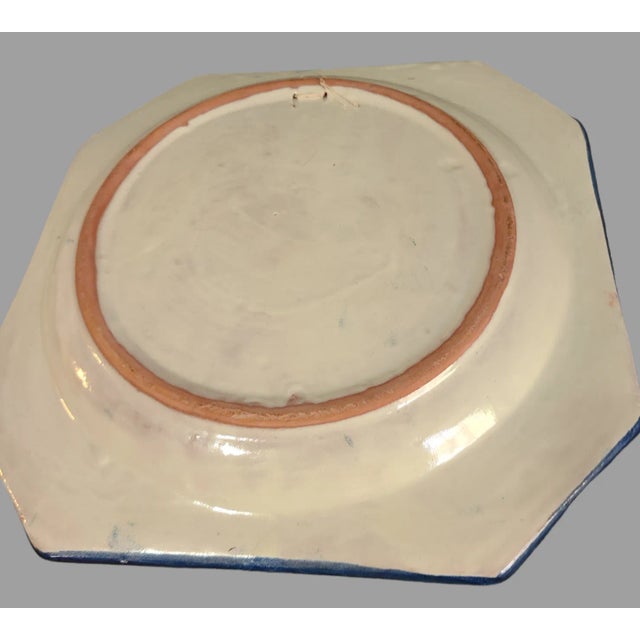 Ceramic Late 20th Century Italian Majolica Hand Painted Floral Pomegranate Platter Wall Hanging For Sale - Image 7 of 7