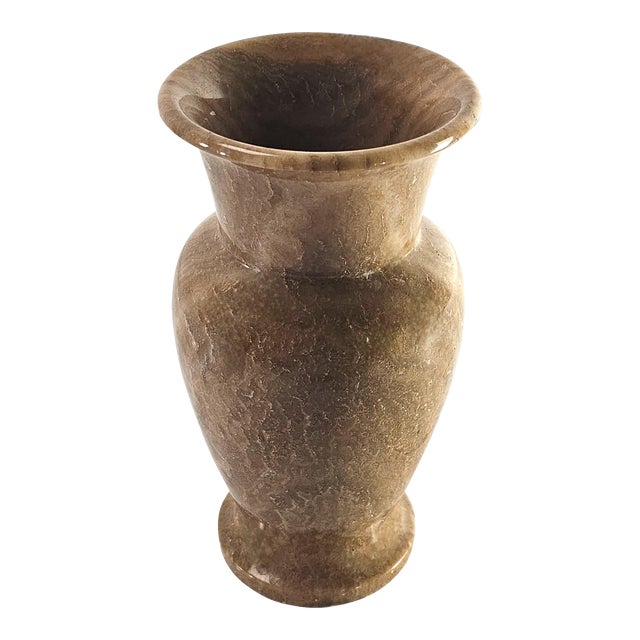 Turned Brown Marble Stone Vase Urn Shaped 8.625" For Sale
