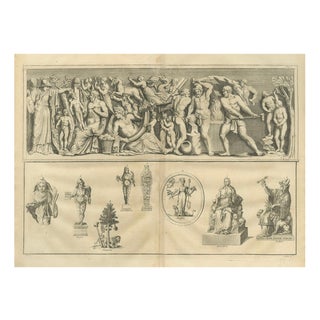 After Bernard de Montfaucon, Double Bacchic Frieze, Classical Mythological Relief, 1721, Engraving For Sale