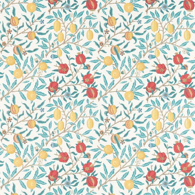 Morris & Co Fruit Fabric in Green Indigo/Madder - a Sample For Sale