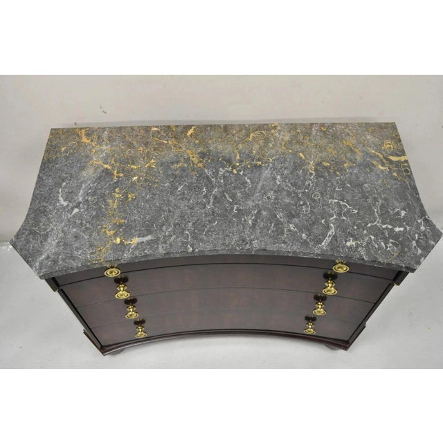 Neoclassical Henredon Empire Neoclassical Marble Top Mahogany 4 Drawer Dresser Chest Commode For Sale - Image 3 of 12