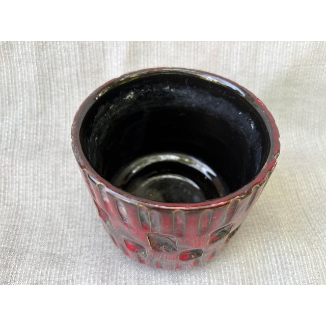 Mid 20th Century Vintage Red Black Planter Italy For Sale - Image 5 of 13