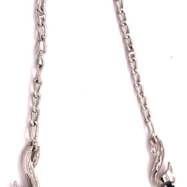 18 Karat White Gold With Blue Sapphire Drop Necklace For Sale - Image 9 of 12