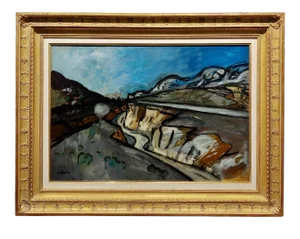 Auguste Chabaud -Winding Road in a French 1940s Fauvist Landscape -Oil Painting