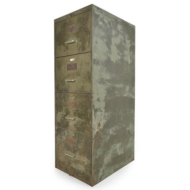 Gray Patinated Metal Filing Cabinet For Sale - Image 8 of 8
