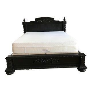 Restoration Hardware French Empire Panel Bed King Antiqued Black For Sale