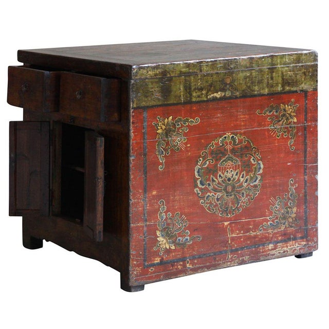 This delightful, square shaped table is from a temple in Qinghai province and was made during the mid 1800s. It is in a...