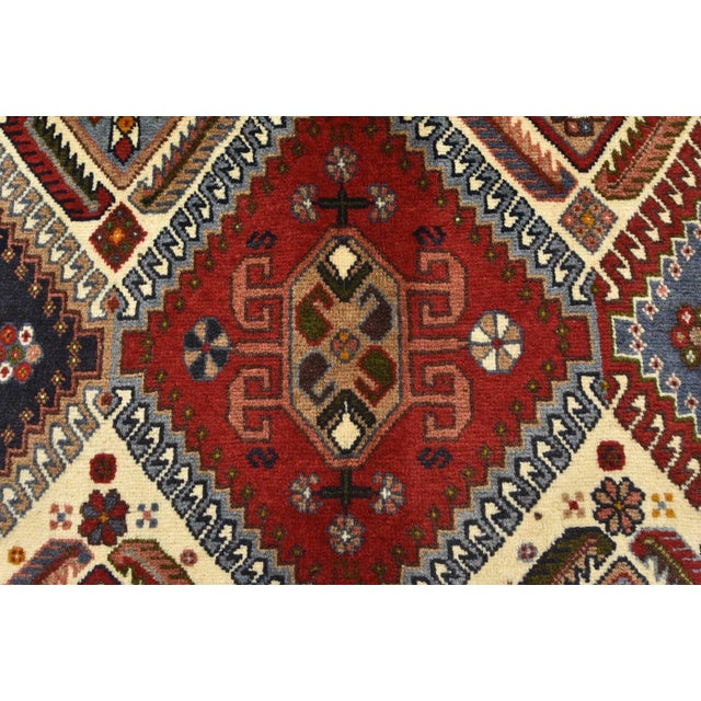 Yalameh Rug 3'5'' X 5'11'' Multicolor Wool Vintage Tribal Hand-Knotted Carpet For Sale - Image 9 of 12