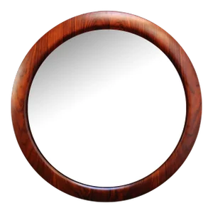 Large Round Italian Modernist Rosewood and Chrome Mirror by Mac Arredamenti