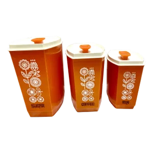 Vintage Set of Three Midcentury Kitchen Canisters