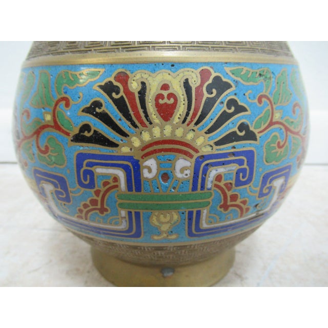 1960s Asian Cloisonne Vase/Urn For Sale - Image 11 of 12