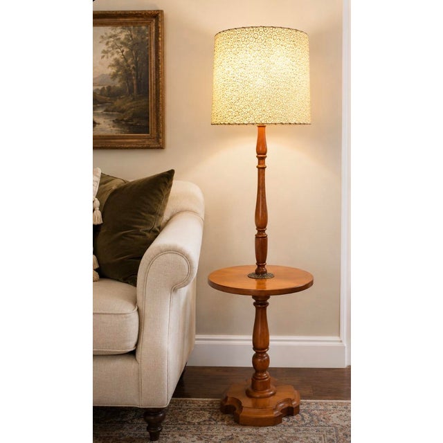 Authentic vintage Tell City Chair Company "Andover" accent table with integrated lamp, Pattern F3381, original Andover...