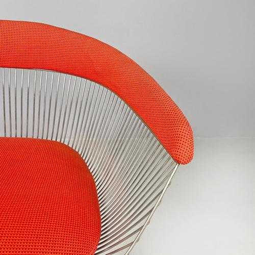 American Modern Metal and Red Fabric Chairs attributed to Warren Platner for Knoll, 1970s, Set of 4 For Sale - Image 12 of 18