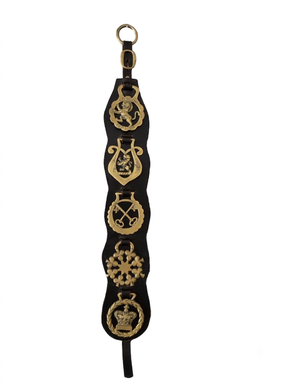 English Equestrian Five Horse Brass Leather Bridle Strap
