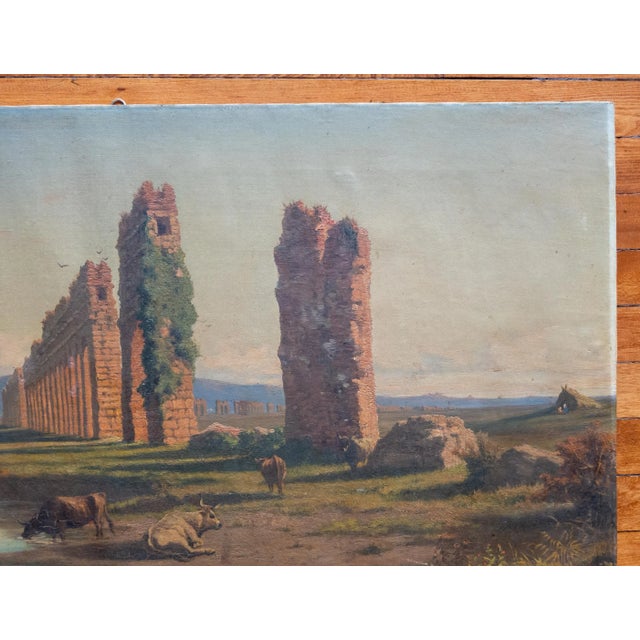 19th Century Italian Landscape Painting of Roman Aqueduct Ruins After Corrodi For Sale - Image 10 of 16