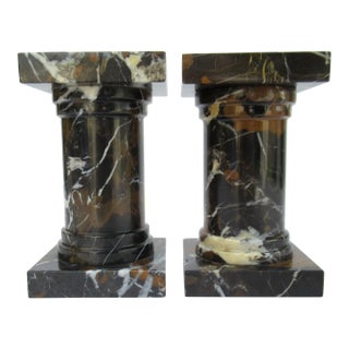 Vintage C1980's Italian Solid Honed & Polished Doric Columned Bookends - a Pair For Sale