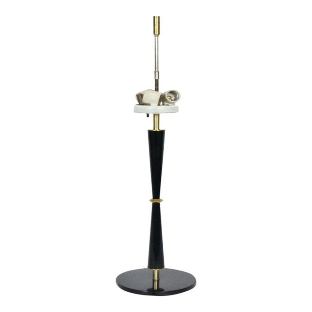 1960s Tall Gerald Thurston for Lightolier Black & Brass Table Lamp For Sale