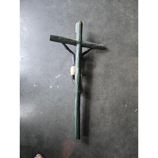 Black 19thc Latin American Santo of Jesus on the Cross Wall Mount For Sale - Image 8 of 8