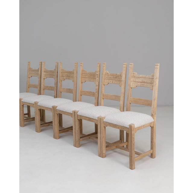 20th Century French Oak Dining Chairs With Upholstered Seats - Set of 6 For Sale - Image 12 of 18