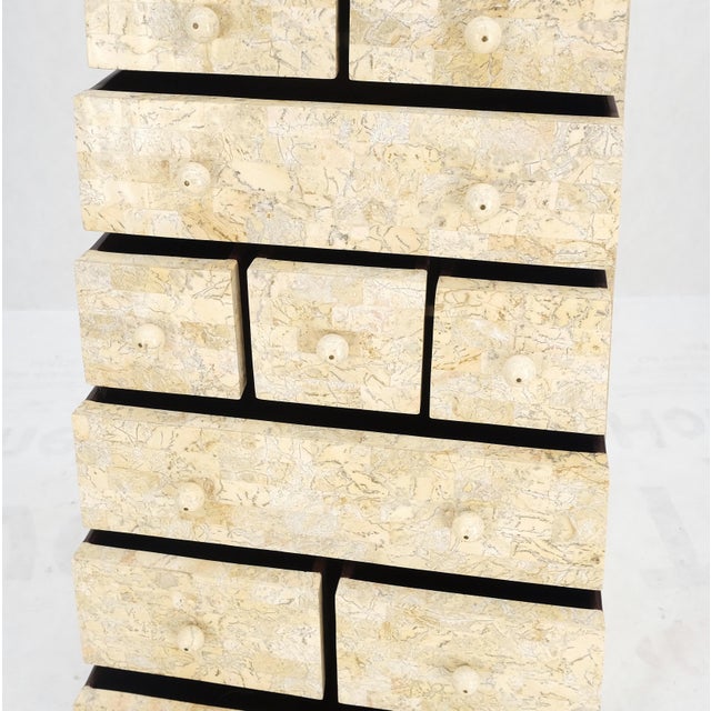 Stone Pyramid Shape Tessellated Stone Marble Ball Pulls High Chest Dresser Drawer For Sale - Image 7 of 12