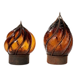 Vintage Blown Glass Lamp Shades - a Pair For Sale