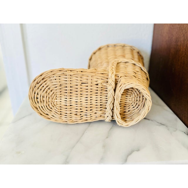 Wood Vintage Wicker Boot Storage Basket For Sale - Image 7 of 10