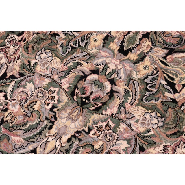 1990's Pak-Persian Black/Grey Wool Round Rug- 7'11'' X 8'0'' For Sale - Image 4 of 9