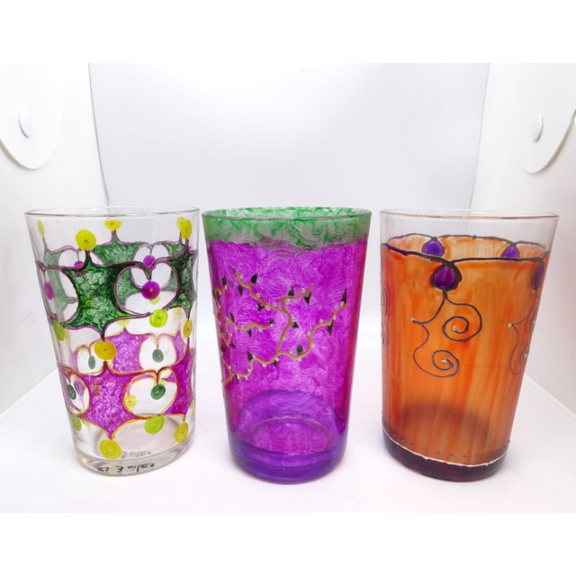 Hand-Painted Les 3 Ailes Glasses from Duralex, France, Set of 3 For Sale - Image 4 of 18