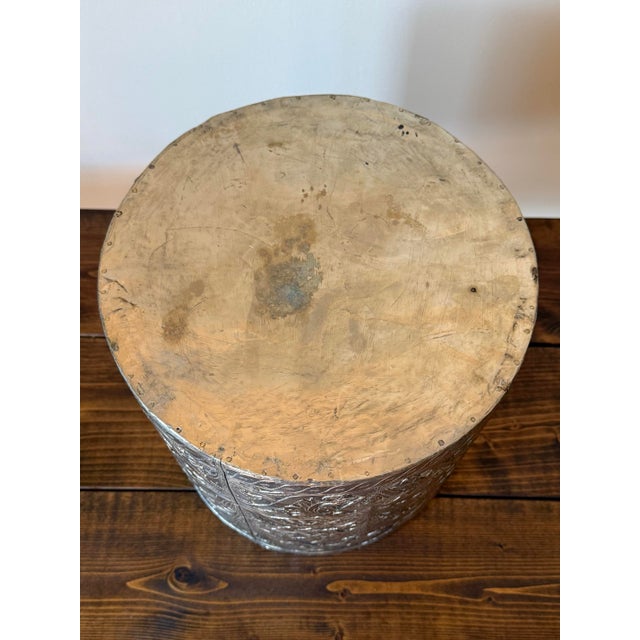 Wood Late 20th Century Silver Metal Covered Wooden Planter For Sale - Image 7 of 8
