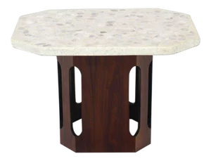 Oiled Walnut Base Terrazzo Top Side Table