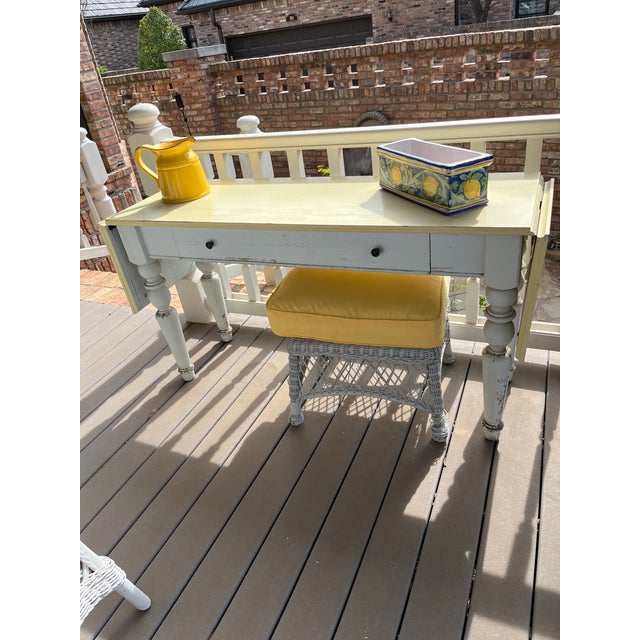 Wood Farm House Drop Leaf Console Table For Sale - Image 7 of 8