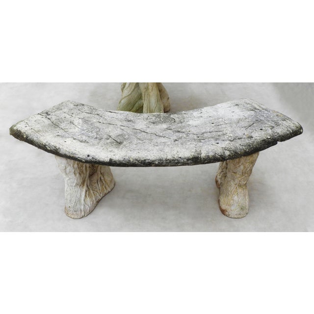 French Faux Bois Garden Table and Benches, 1960s, Set of 3 For Sale - Image 4 of 9