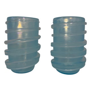 Italian Sculptural Aquamarine Blue Murano Glass Vases by Cenedese, 2000s, Set of 2 For Sale